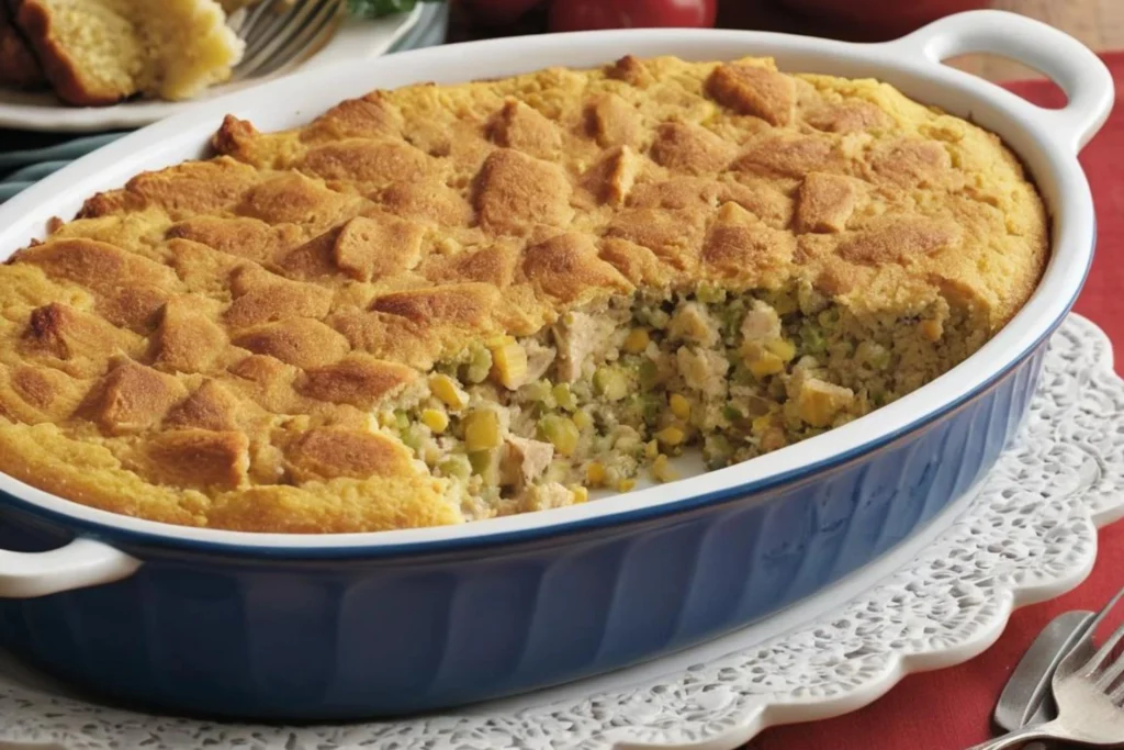 Old-fashioned cornbread chicken dressing